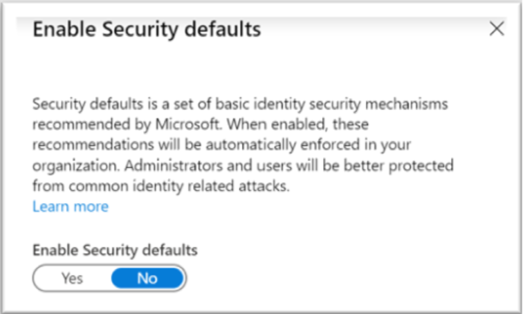 security defaults office 365